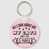 All I Care About are MY CATS, Cat Quote, Pink,  Sleutelhanger (Achterkant)