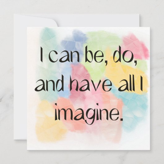 All I Imagine Watercolor Quote Art Card Feestdagenkaart (Voorkant)