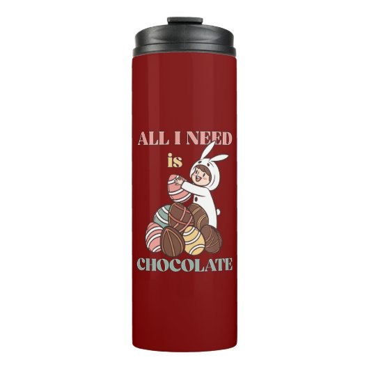 All I Need Is Chocolate – Funny Easter Bunny Thermosbeker (Voorkant)