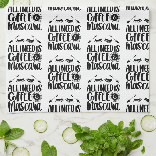 All I Need Is Coffee And Mascara Theedoek (Gevouwen)