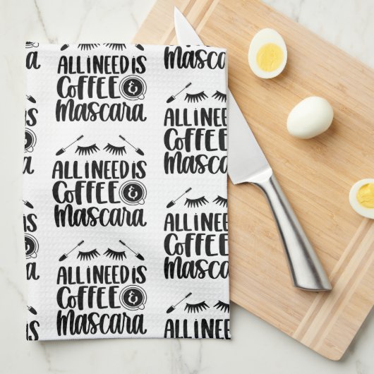 All I Need Is Coffee And Mascara Theedoek (Quarter Fold)