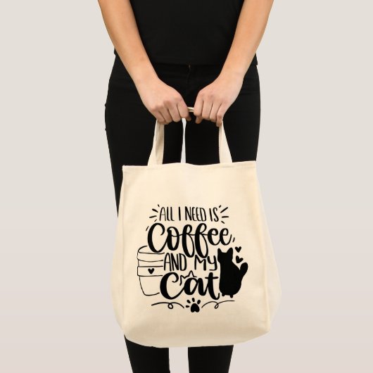 All I Need Is Coffee and My Cat Tote Bag (Voorkant (product))