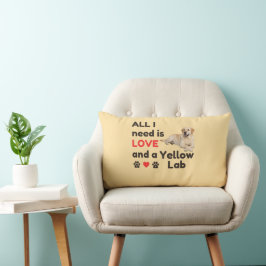 All I Need Is LOVE and a Yellow Lab Lumbar Pillow Kussen