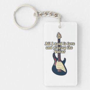 All i need is love and playing the guitar funny sleutelhanger