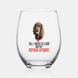 All I Need is Love-Customized Boykin Spaniel  Wijnglas Zonder Voet