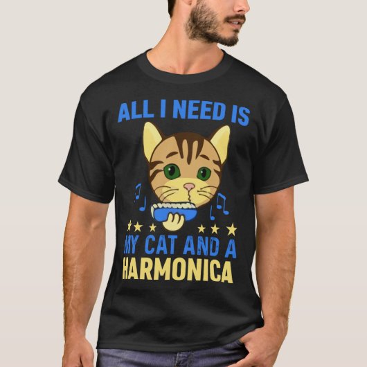 All I Need Is My Cat And A Harmonica Harmonicist & T-shirt (Voorkant)