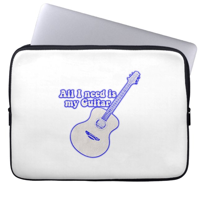 All i need is my guitar motivational words laptop sleeve (Voorkant)