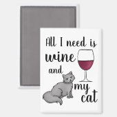 All I Need is Wine and my Cat Magneet (Voorkant / Achterkant)