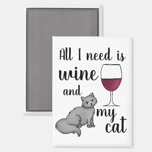 All I Need is Wine and my Cat Magneet (Voorkant / Achterkant)
