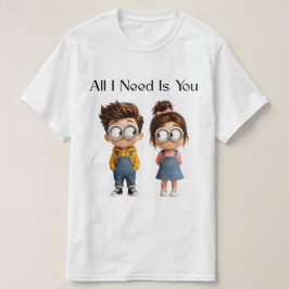 All I need Is You | Schattig Cartoonesk Jongen & M T-shirt