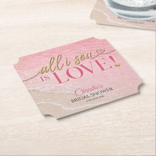 All I Sea Is Love Beach Bruiloftsborrel  Kartonnen Onderzetters