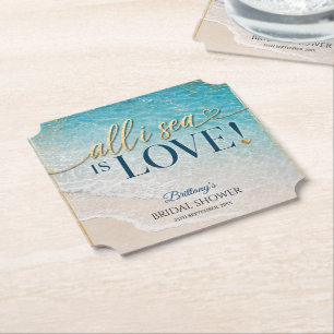 All I Sea Is Love Beach Bruiloftsborrel  Kartonnen Onderzetters