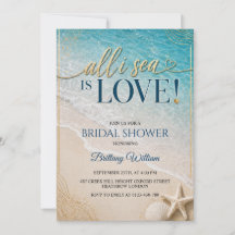 All I Sea Is Love Beach Bruiloftsuitnodiging