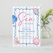 All I Sea is Love Beach Seashells Bruidsfeest Kaart (Staand voorkant)