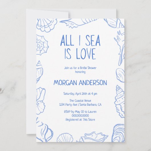 All I Sea is Love Bridal Shower Kaart (Voorkant)