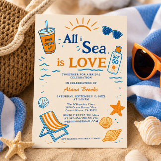 All I Sea Is Love Coastal Bold Beach Oranje Kunst Kaart