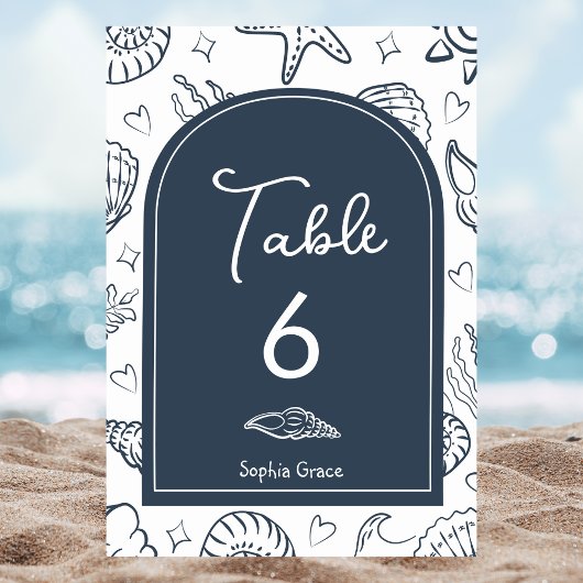 All I Sea is Love Dark Blue Seashells Kaart