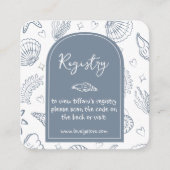 All I Sea is Love Dusty Blue QR Code Bridal Shower Informatiekaartje (Voorkant)