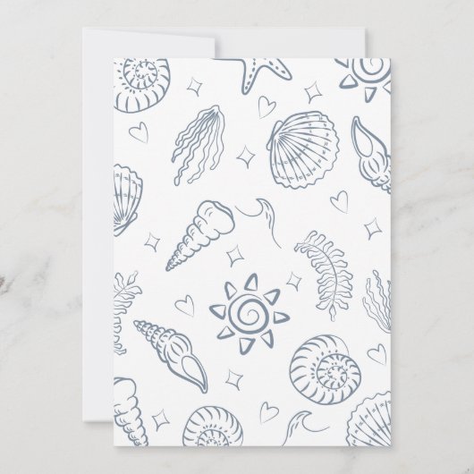 All I Sea is Love Dusty Blue Seashells Doodles  Kaart (Achterkant)