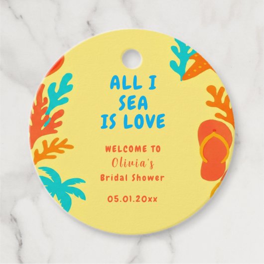 All I Sea Is Love Kust Boho Bruids Custom Bedankjes Labels (Voorkant)