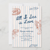 All I Sea is Love Kust Bruiloftsfeest Uitnodiging (Voorkant)