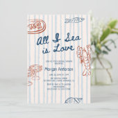 All I Sea is Love Kust Bruiloftsfeest Uitnodiging (Staand voorkant)