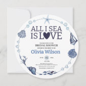 All I Sea Is Love Nautical Bridal Shower Seashell Kaart (Voorkant)