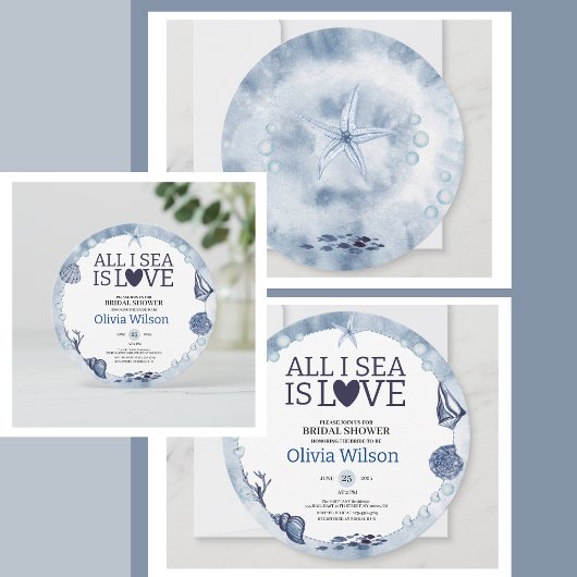 All I Sea Is Love Nautical Bridal Shower Seashell Kaart