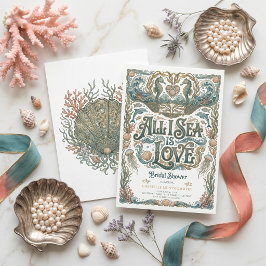 All I Sea Is Love Nautilus Art Nouveau Bruids- Kaart