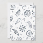 All I Sea is Love Navy Blue Seashells Doodles  Kaart (Achterkant)