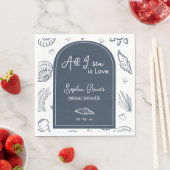 All I Sea is Love Navy Blue Seashells Doodles Servet (Insitu)