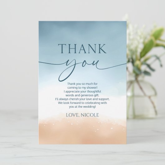 All I Sea Is Love Oceaan Strand Bruidsfeest Bedankkaart (Staand voorkant)