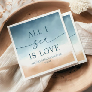 All I Sea Is Love Oceaan Strand Bruidsfeest Servet