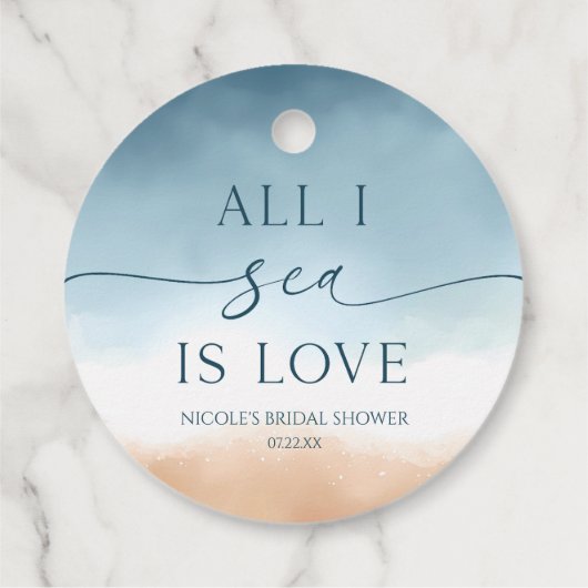 All I Sea Is Love Oceaan Strand Bruiloft Bridal Sh Bedankjes Labels (Achterkant)