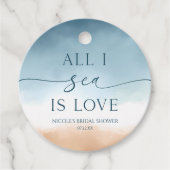All I Sea Is Love Oceaan Strand Bruiloft Bridal Sh Bedankjes Labels (Voorkant)