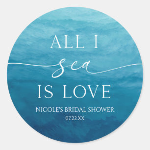 All I Sea Is Love Oceaan Strand Zee Bruiloft Brida Ronde Sticker