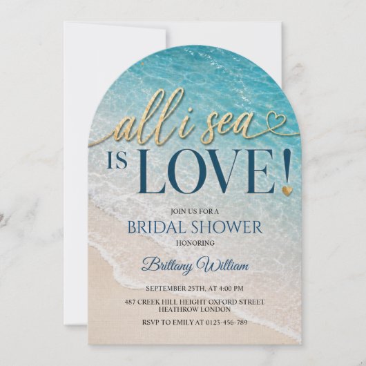 All I Sea Is Love Ocean Bruiloft Uitnodiging (Voorkant)
