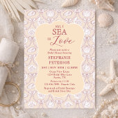 All I Sea Is Love Pink Seashell Bow Bridal Shower Kaart