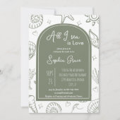 All I Sea is Love Sage Green Doodles Bridal Shower Kaart (Voorkant)