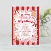 All I Want Christmas 4th Birthday Invitation Kaart (Staand voorkant)