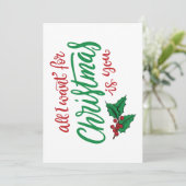 All I want for Christmas Feestdagenkaart (Staand voorkant)