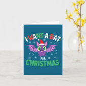 All I Want For Christmas Is A Bat Ugly Xmas Holida Kaart (Gele Bloem)