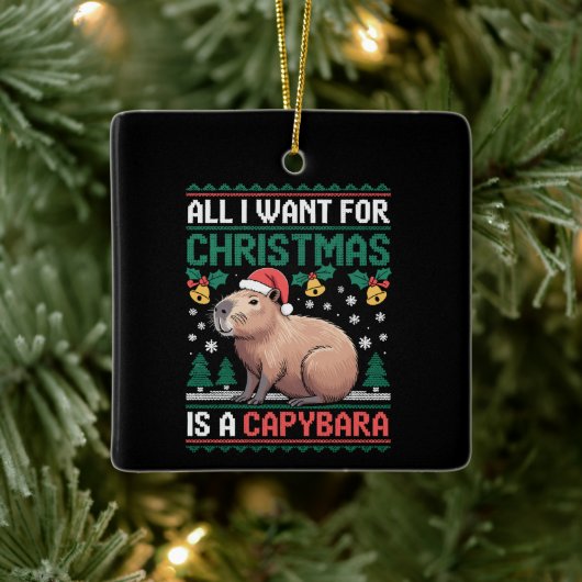 All I Want For Christmas Is A Capybara Animal Gift Keramisch Ornament (Boom)