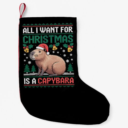 All I Want For Christmas Is A Capybara Animal Gift Kleine Kerstsok (Voorkant)
