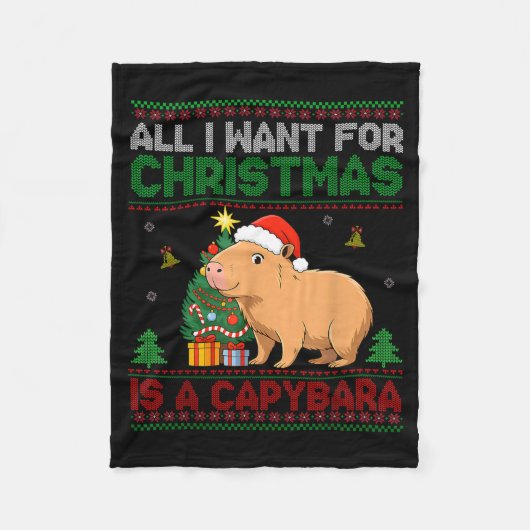 All I Want For Christmas Is A Capybara Ugly Sweate Fleece Deken (Voorkant)