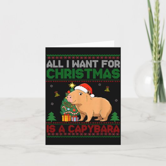 All I Want For Christmas Is A Capybara Ugly Sweate Kaart (Voorkant)