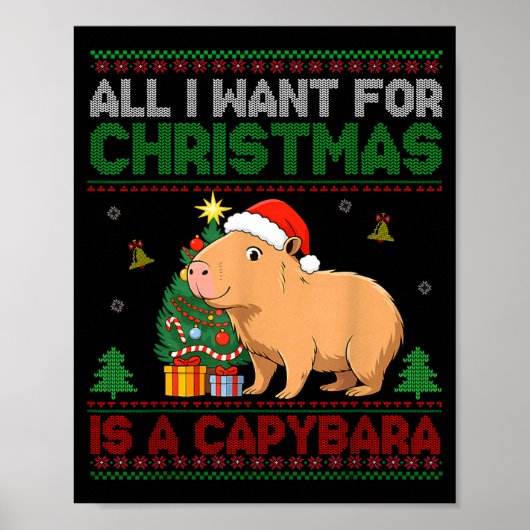All I Want For Christmas Is A Capybara Ugly Sweate Poster (Voorkant)