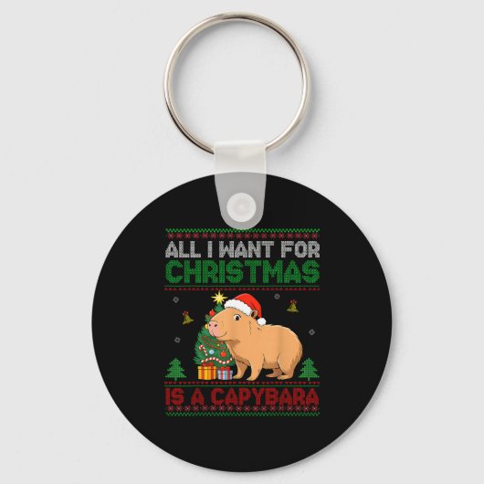 All I Want For Christmas Is A Capybara Ugly Sweate Sleutelhanger (Voorkant)