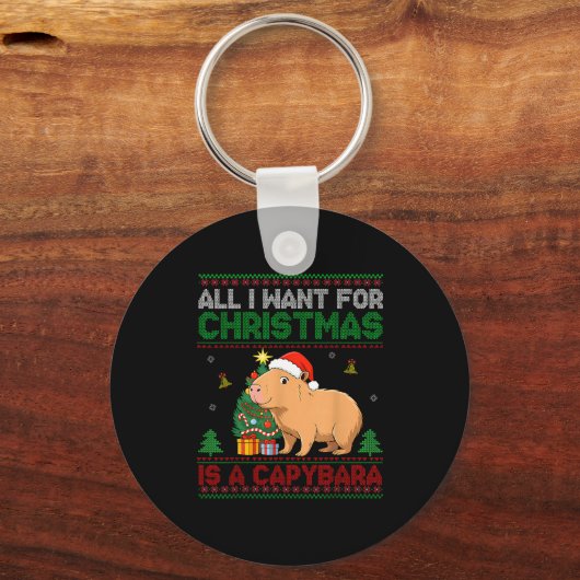 All I Want For Christmas Is A Capybara Ugly Sweate Sleutelhanger (Voorkant)