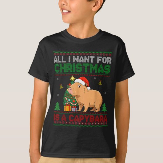 All I Want For Christmas Is A Capybara Ugly Sweate T-shirt (Voorkant)